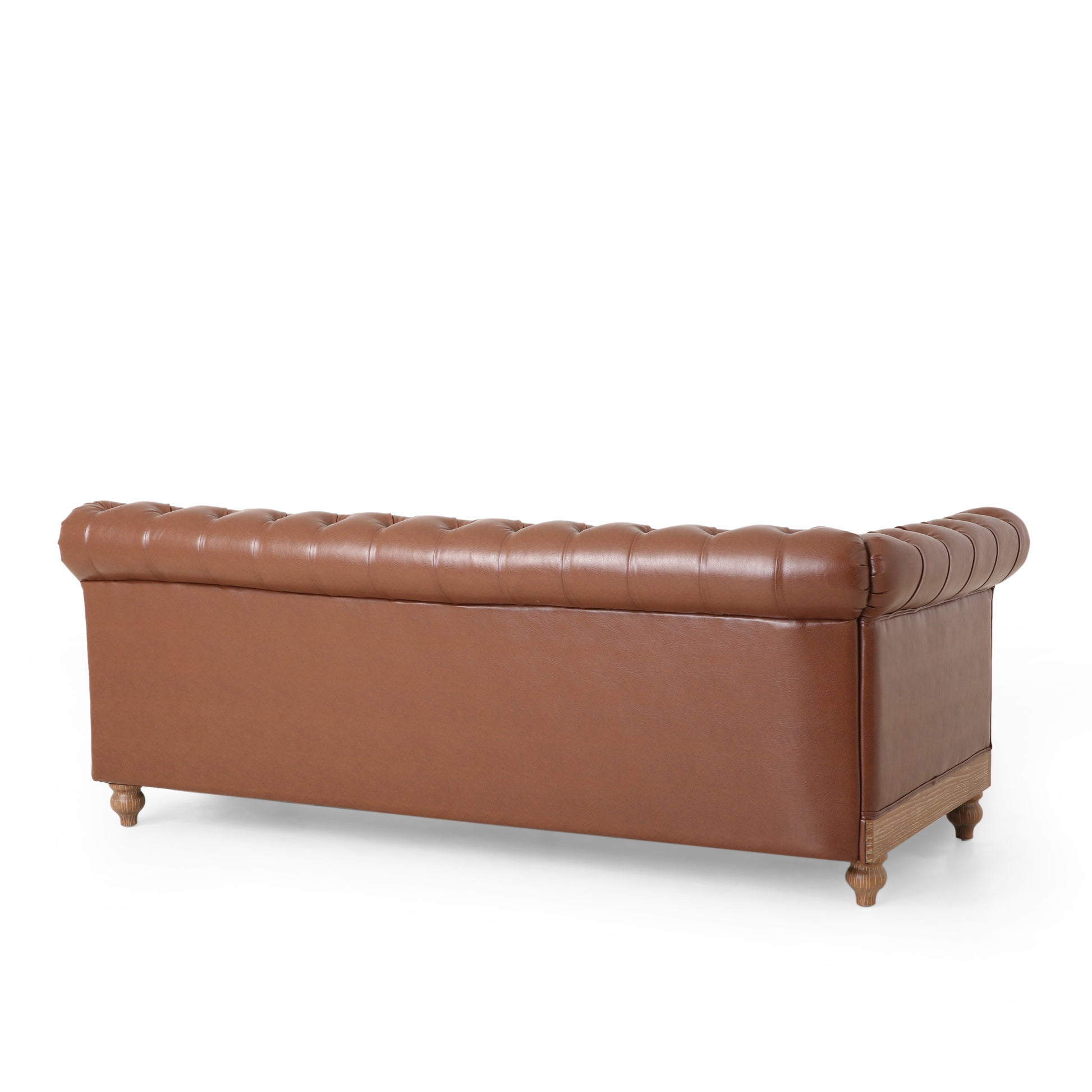 Mirod Comfy Large Sectional Sofa With Wooden Legs, Retro Style For Living Room Light Brown Pu 6 Seat