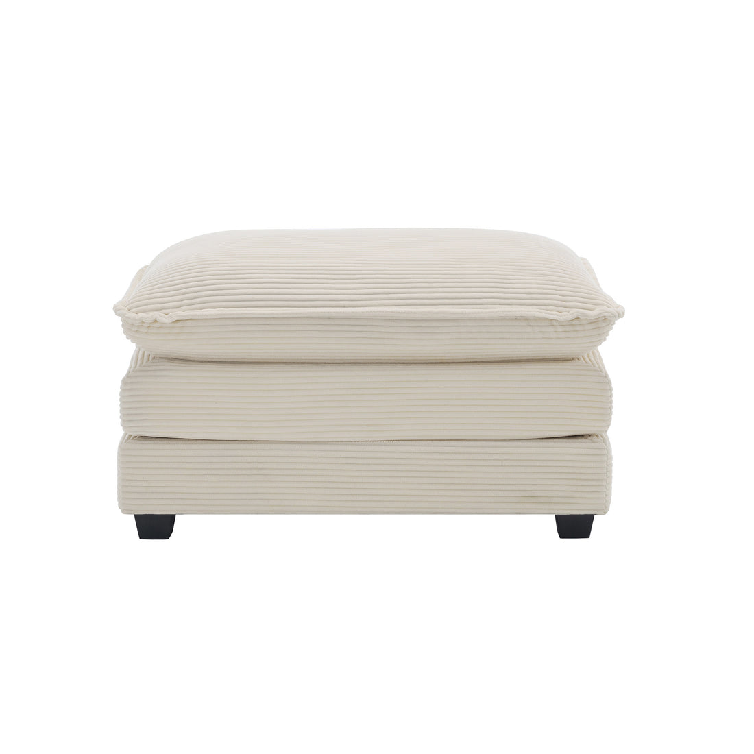 Ottoman Footstool In Corduroy Fabric, Can Be Used With 2 Seater Sofas, 3 Seater Sofas And 4 Seater Sofas, Beige Corduroy Fabric Beige Corduroy