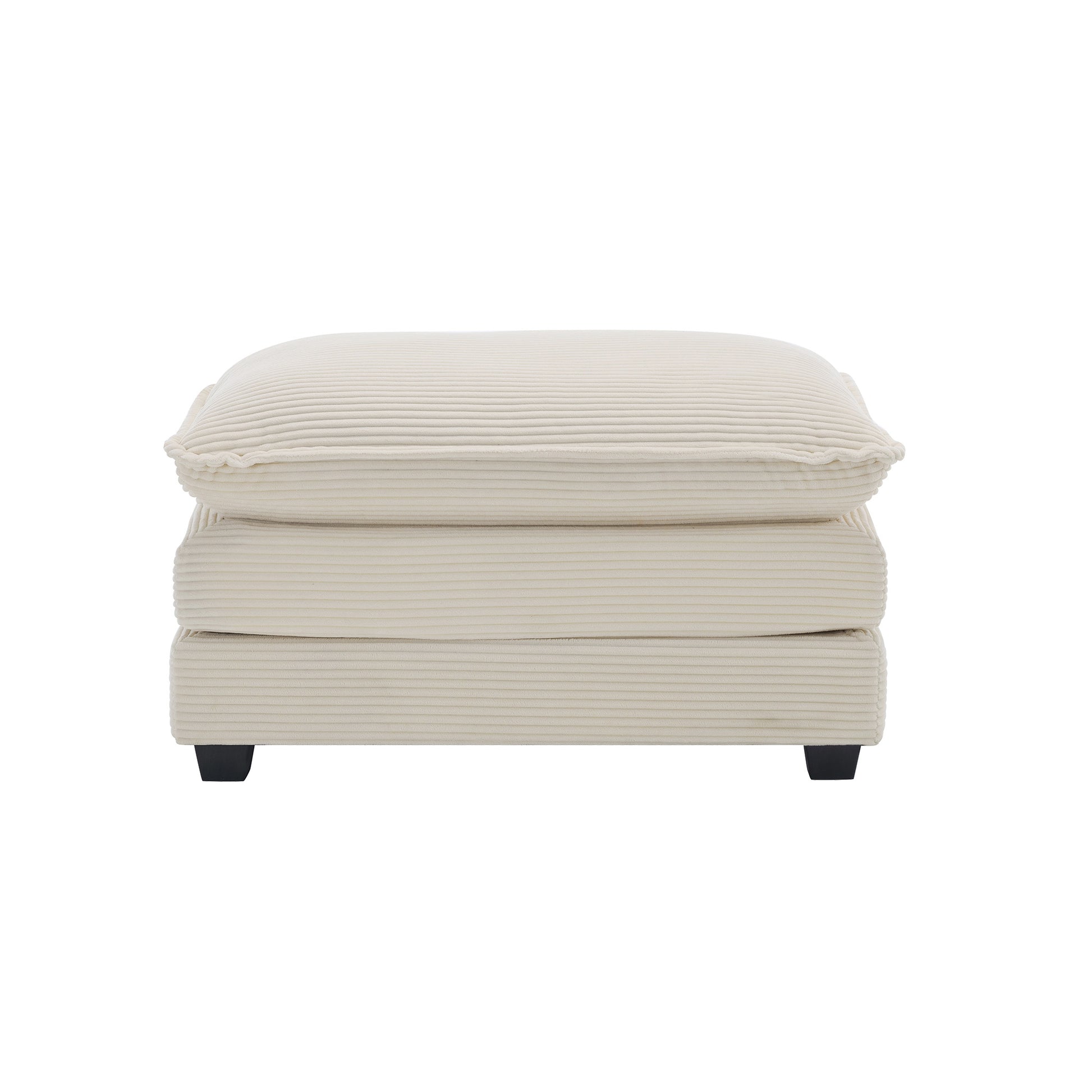 Ottoman Footstool In Corduroy Fabric, Can Be Used With 2 Seater Sofas, 3 Seater Sofas And 4 Seater Sofas, Beige Corduroy Fabric Beige Corduroy