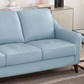 Ersa Leather Sofa Blue Memory Foam Genuine Leather 3 Seat