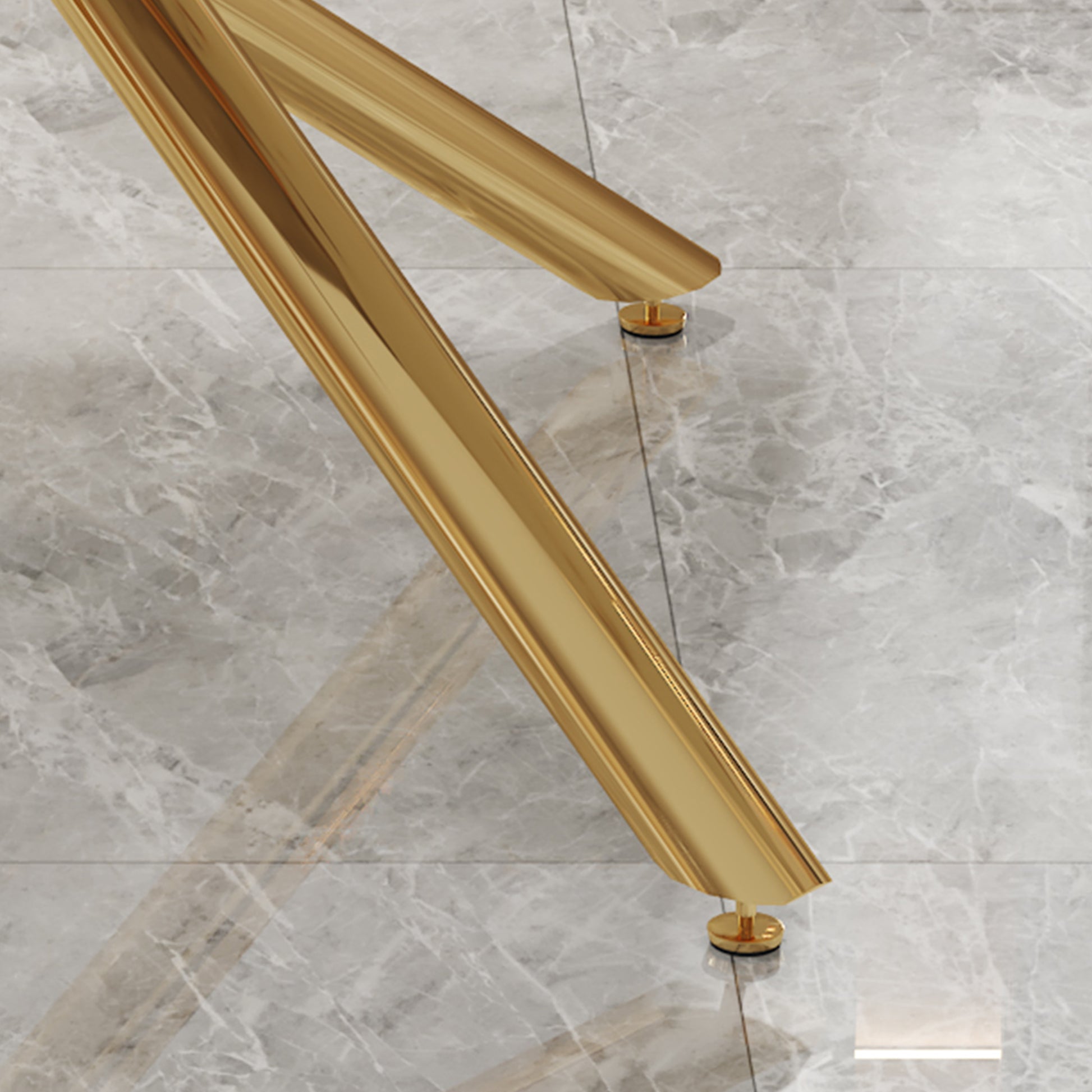 Large Modern Minimalist Rectangular Dining Table With 0.39 "Imitation Marble Tabletop And Golden Metal Legs, Suitable For Kitchen, Dining Room, Living Room, Conference Room, W1151S00987 Gold Glass Metal
