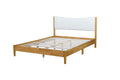 Queen Size Rubber Woodensolid Wooden Bed With Teddy Velvet Cushion Upholstered Headboard, Enhanced By Support Feet Queen Natural American Design Rubber Wood