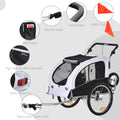 Aosom Dog Bike Trailer 2 In 1 Pet Stroller With Canopy And Storage Pockets, White White Steel