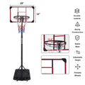 Portable Basketball Goal System With Stable Base And Wheels, Use For Indoor Outdoor Teenagers Youth Height Adjustable 5.6 To 7Ft Basketball Hoop 28 Inch Backboard Red Sporty Iron