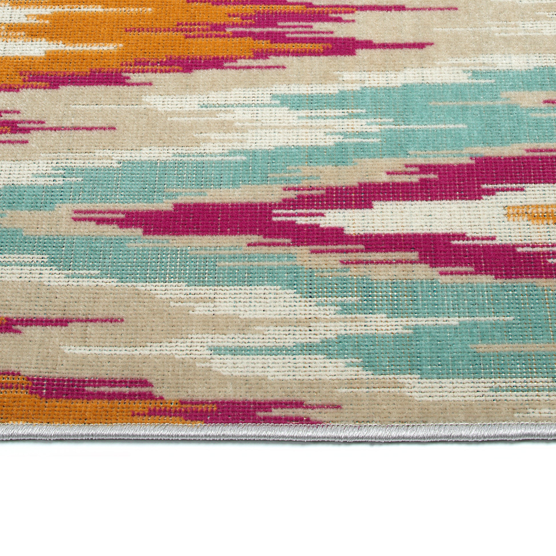 Modern, Ikat, Textured Cut Pile 5'3" X 7'3" Rectangle Area Rug Multi Polypropylene