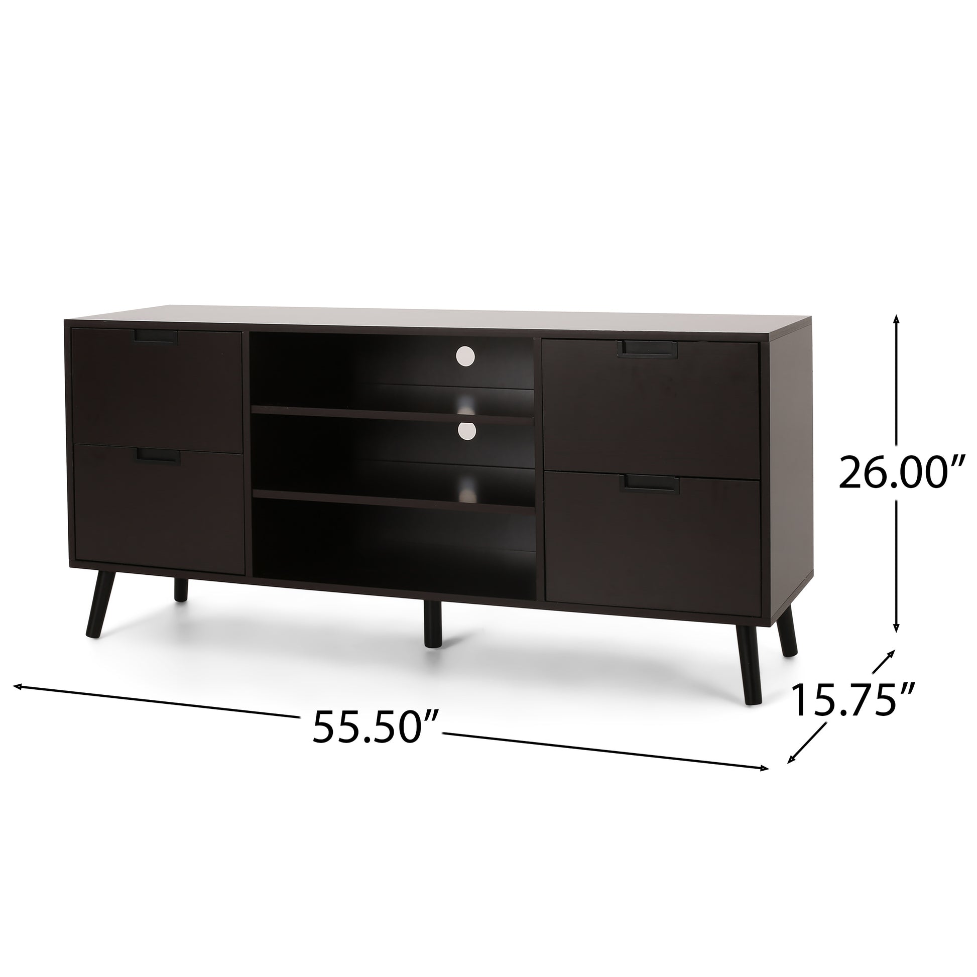 Tv Stand Dark Brown 50 59 Inches Wood