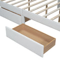 Full Size Upholstered Platform Bed With Cartoon Ears Shaped Headboard And 2 Drawers, White Box Spring Not Required Full White Wood Bedroom Bed Frame Faux Leather Upholstered