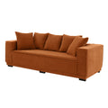 88.97'' Corduroy Sofa With 5 Matching Toss Pillows Modern Upholstered Sofa Including Bottom Frame For Bedroom, Apartment And Office.Orange Orange Corduroy 3 Seat