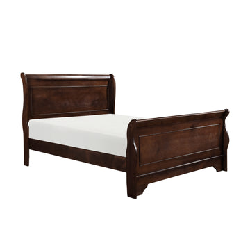 Traditional Louis Philippe Style Queen Bed Dark Cherry Finish Wooden Bedroom Furniture 1Pc Box Spring Required Queen Cherry Wood Bedroom Classic,Traditional Bed Frame Wood