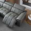 Wall Hugger Reclining Sofa Modern Electric Control Genuine Leather L Shaped Couch,Lounge Seat Theater Seating Furniture With Usb Port, Sofa With Headrest & Footrest For Living Room,Apartment,Office Dark Grey Genuine Leather 3 Seat