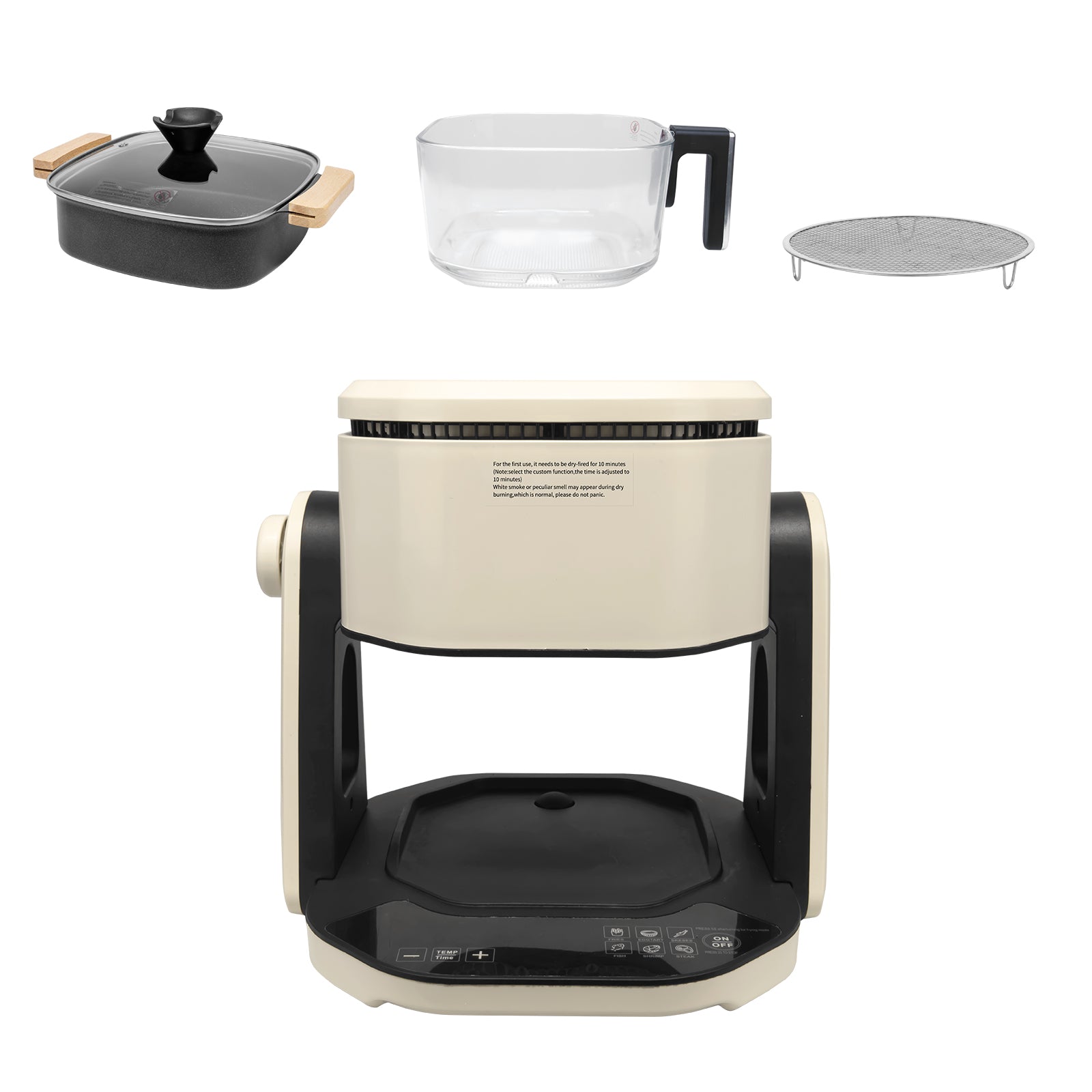 Air Fryer, Large 5 Quart Capacity, Air Fry, Roast, Broil, Bake, Reheat, Keep Warm, Pizza, Dehydrate Off White Stainless Steel