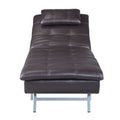 Brown Chaise Lounge With Pillow And Usb Port Brown Primary Living Space Faux Leather