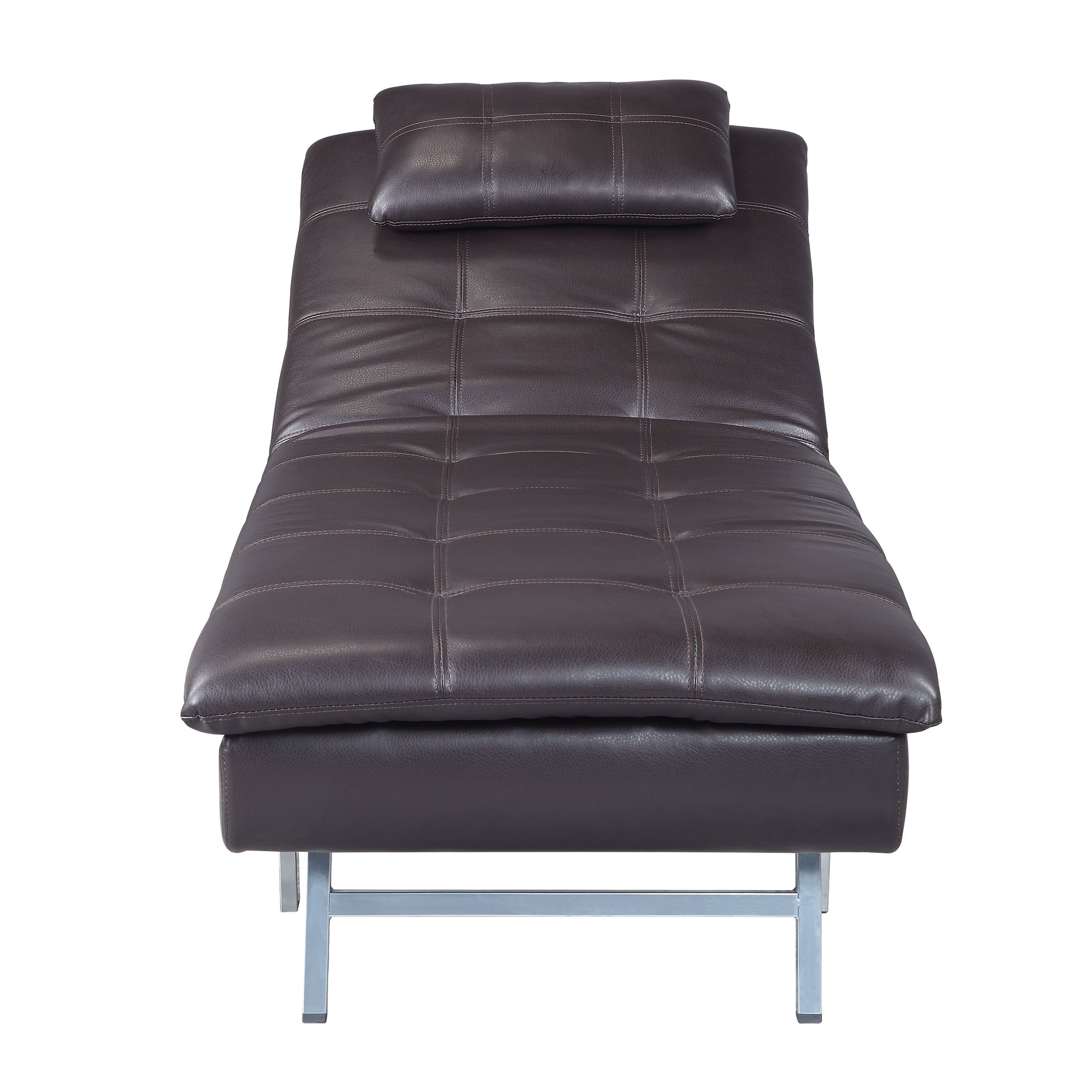 Brown Chaise Lounge With Pillow And Usb Port Brown Primary Living Space Faux Leather