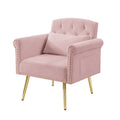 Pink Velvet Armchair With Metal Legs Pink Foam Velvet