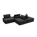 Versatile 4 Module Sofa With Adjustable Backrests And Customizable Configuration Chenille Black Sofa Black Chenille 4 Seat