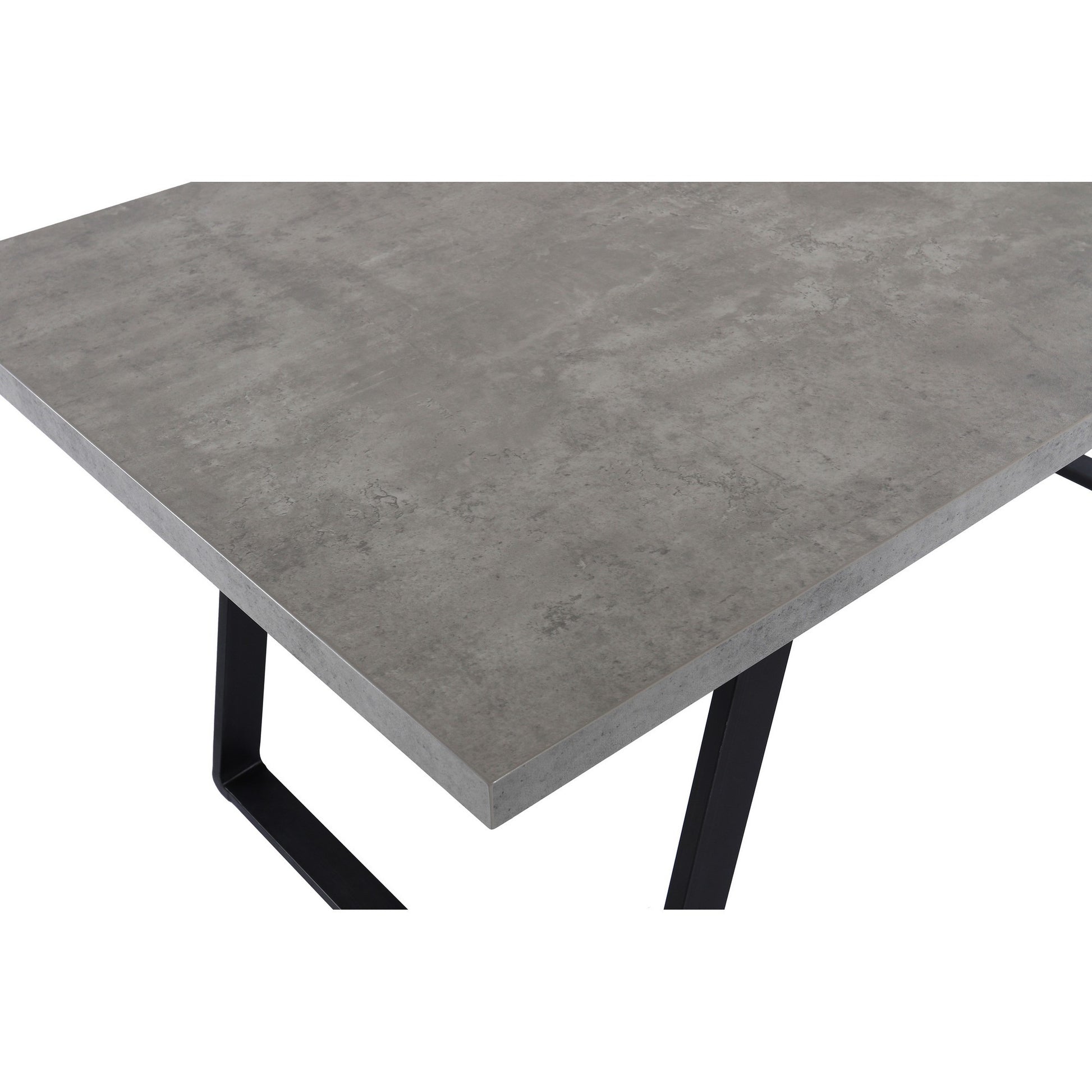 Rectangular Top Dining Table With Metal Angled Sled Base, Gray Gray Metal