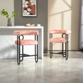 Coolmore Bar Stools Set Of 2, Modern Bar Stool With Back, Black Metal Frames, Upholstered Bar Stools For Kitchen Island, Pub, Club Pink Chenille Pink Dining Room Foam Chenille