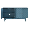 Modern 4 Door Sideboard With Convex Pattern Doors And 2 Silver Handle For Living Room, Dining Room, Kitchen Navy Navy Mdf