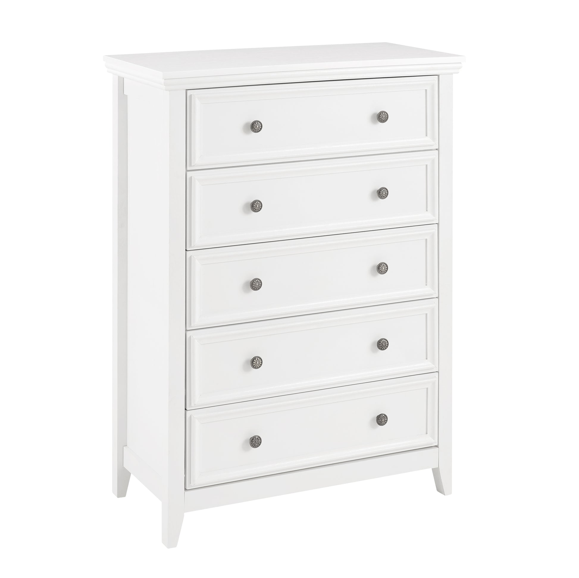 Modern 5 Drawers Dresser 5 Drawers Cabinet,Chest Of Drawers Closet Organizers And Storage Clothes Storage Drawers Cabinet For Living Room, Farmhouse Dresser Organizer White White Mdf