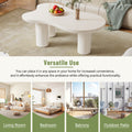 44'' X 25.9'' Easy Assembly Cloud Coffee Table With 1.5'' Thick Tabletop, Cream Style Irregular End Table With 3 Sturdy Legs, Sleek Center Table With Round Edge For Living Room, White White Mdf