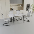 An Expandable Dining Table Set For 2 6 People, Equipped With A C Shaped Tubular Cushioned Armless Dining Chair And An Elegant And Spacious Dining Table Kitchen Table And Chair Set, With Metal Legs White Mdf