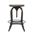 Newman Iron Wood Barstool Black Metal & Wood