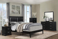 Classic Black Finish California King Size Panel Bed Wooden Bedroom Furniture 1Pc Box Spring Required California King Black Wood Bedroom Panel Faux Leather Wood