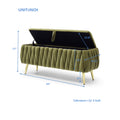 Oval Storage Bench With Gold Legs,Velvet Fabric Upholstered Ottoman Storage Benches For Bedroom End Of Bed,Sherpa Fabric Bench For Living Room,Dining Room,Entryway,Bed Side,Olive Green,5 Colors Olive Green Velvet
