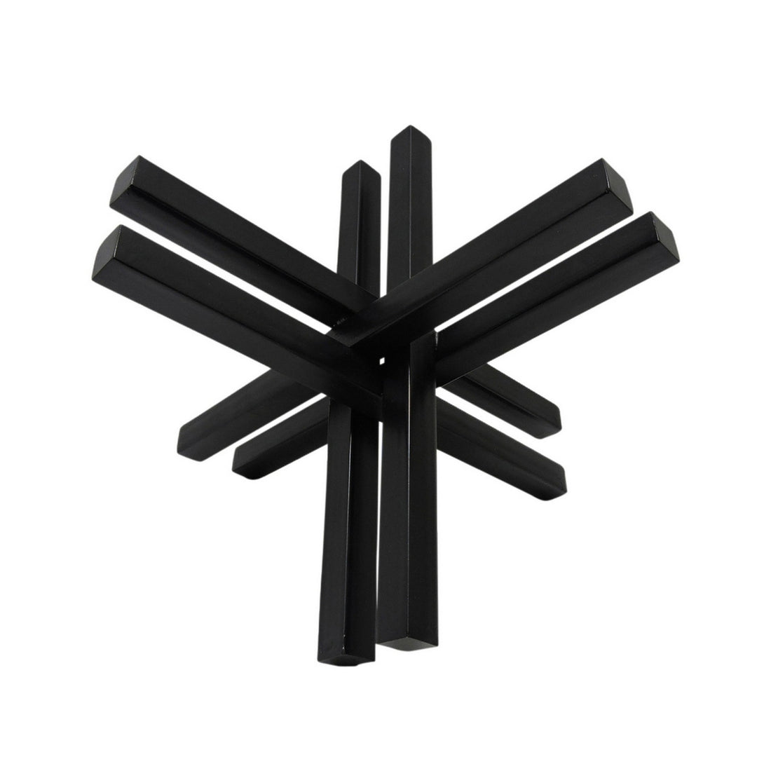Accent Decor With Metal Double Jack Design, Black Black Metal