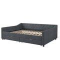 Full Size Daybed With Drawers Upholstered Tufted Sofa Bed, With Button On Back And Piping On Waved Shape Arms Dark Grey Full Dark Grey Wood Fabric