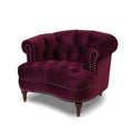 La Rosa Victorian Tufted Upholstered Accent Chair, Burdy Velvet Burgundy Foam Velvet