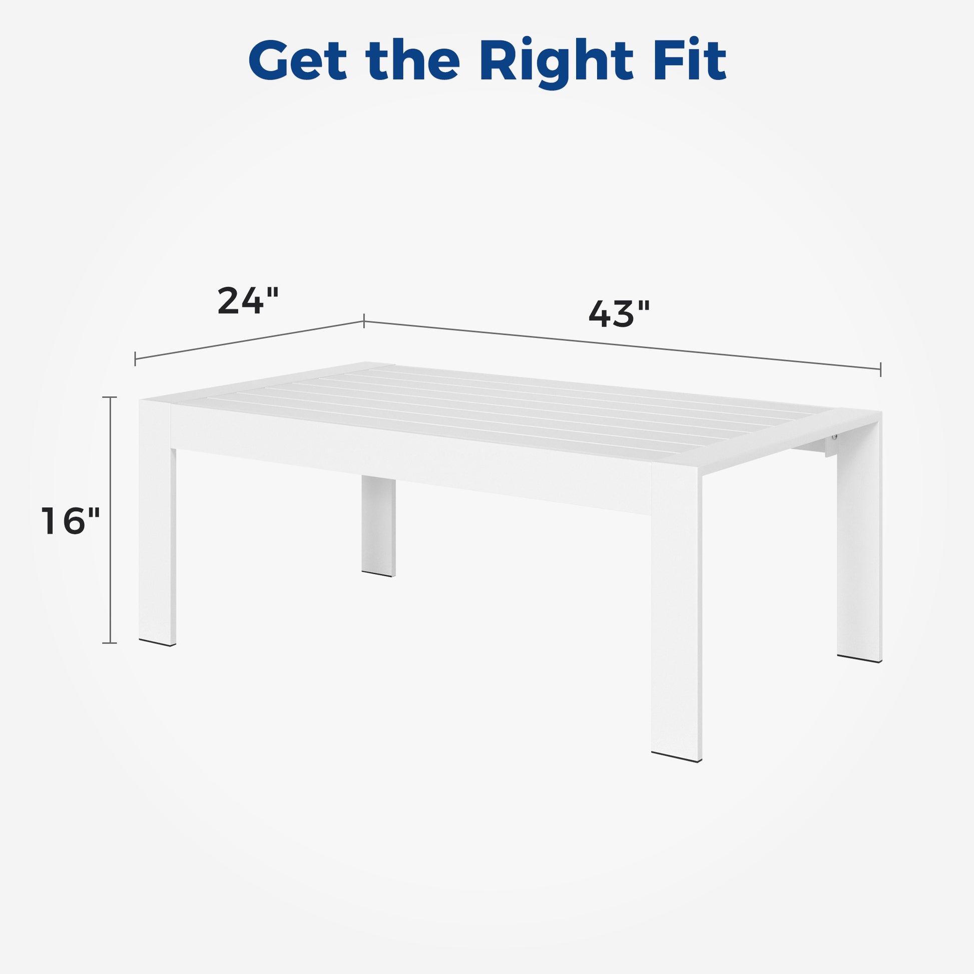 All Weather Aluminum Outdoor Coffee Table, Modern Coffee Table For Outside, Rectangle Patio Coffee Table White White Aluminium