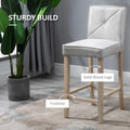 Homcom Modern Bar Stools Set Of 2, Upholstered Bar Height Kitchen Stools With Build In Footrest, Solid Wood Legs, Beige Beige Polyester