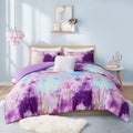 Watercolor Tie Dye Printed Comforter Set With Throw Pillow King Multicolor Polyester