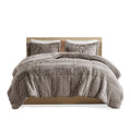 Shaggy Long Fur Comforter Mini Set Queen Grey Polyester