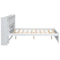 Full Size Platform Bed With Storage Headboard And Lockers, White Full Box Spring Not Required White Wood Bedroom Solid Wood Mdf