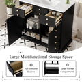 36'' Bathroom Vanity With Resin Sink Combo, Solid Wood Frame Bathroom Storage Cabinet, Freestanding Vanity Set With 2 Drawers& Soft Closing Doors, Black Black Bathroom Solid Wood Mdf Resin