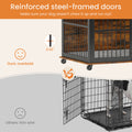 Furniture Dog Crate Sliding Iron Door Dog Crate With Mat. Rustic Brown,43.7''W X 30''D X 33.7''H . Rustic Brown Particle Board