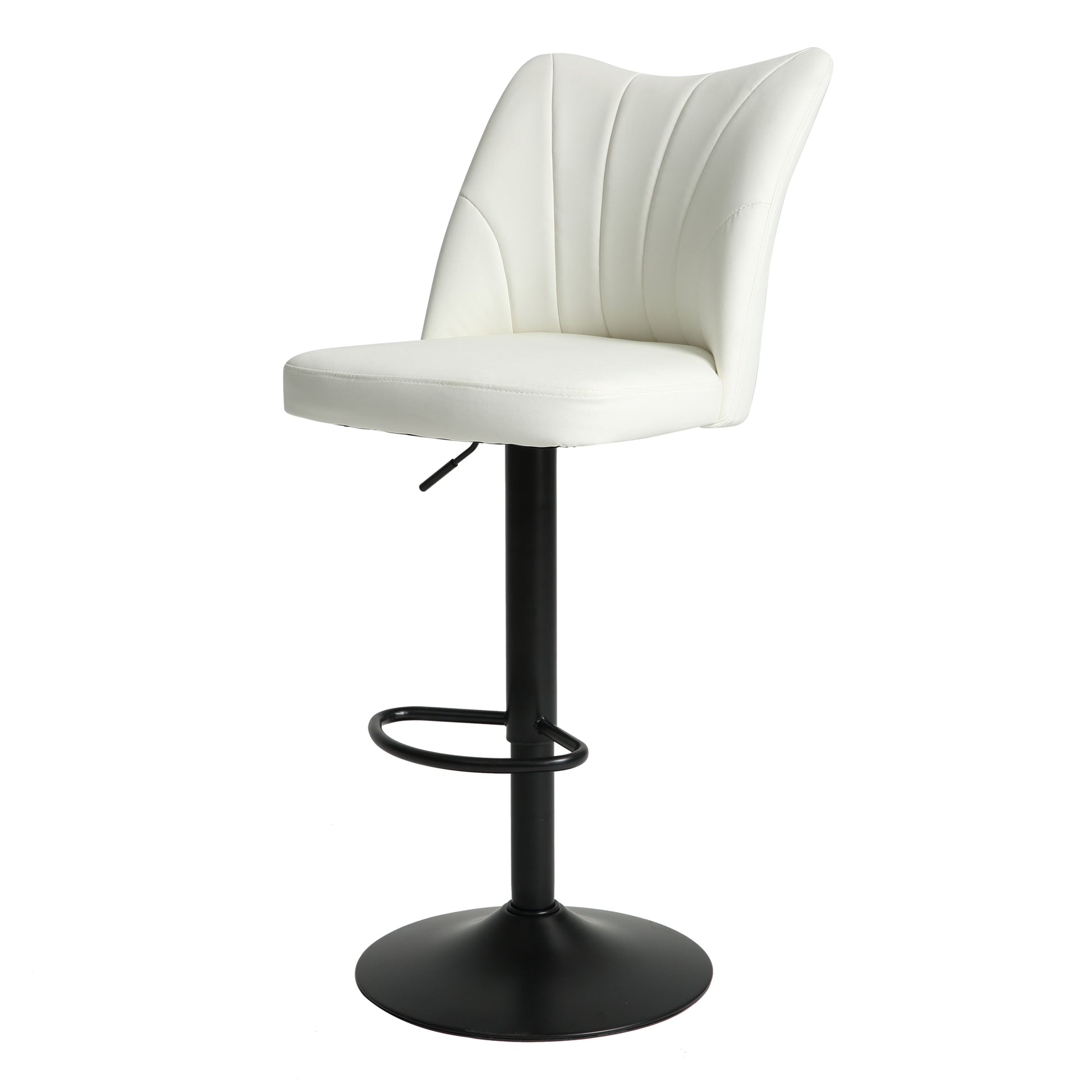 Swivel Bar Stools Set Of 2,Height Adjustable Counter Stool,Modern Armless Faux Leather Barstool Chairs With Backs For Kitchen Island White Leather