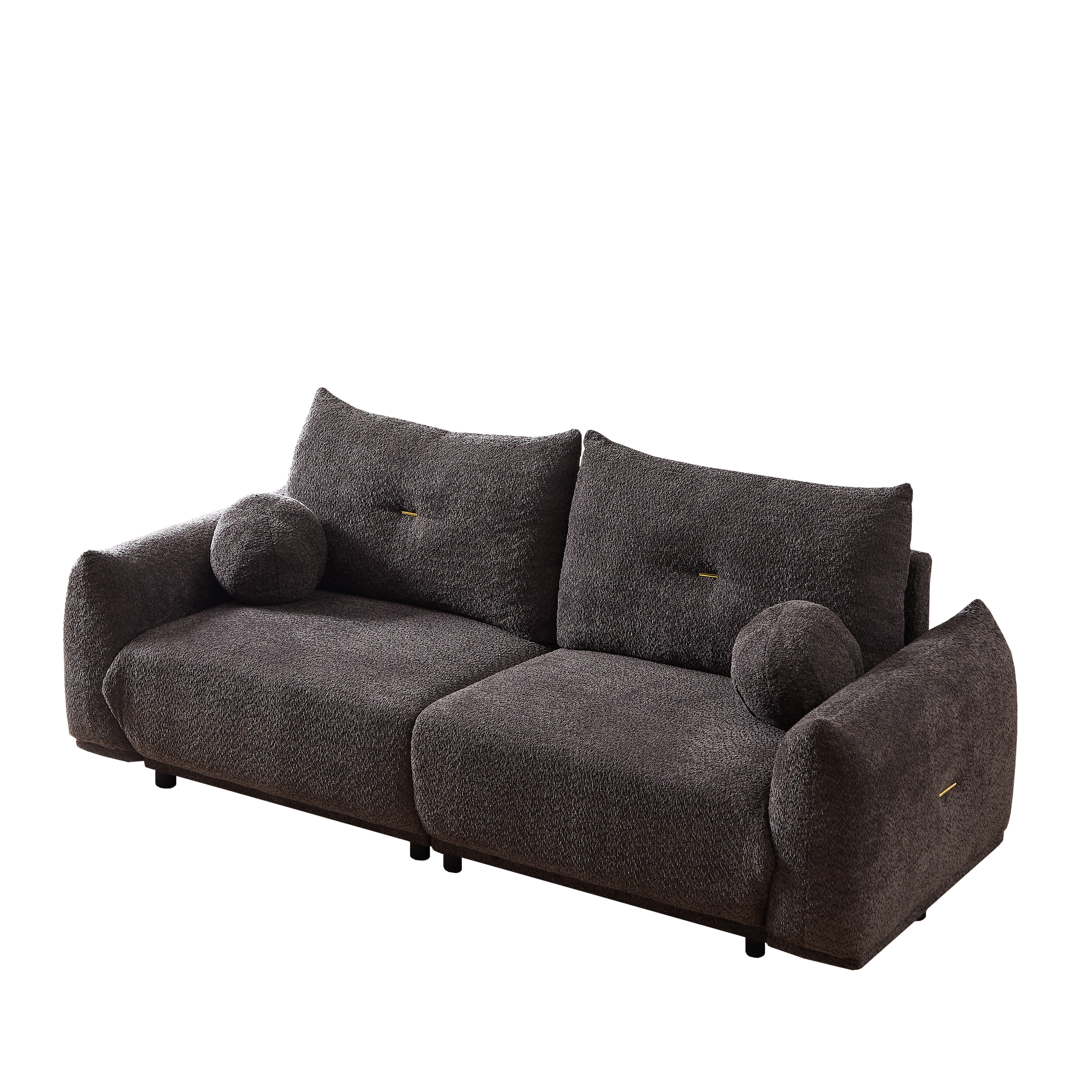Lamb'S Wool 2 Seater Cushion Sofa 90'' Comfortable Sofa For Living Room Bedroom And Other Casual Spaces Lamb'S Wool Sofa With 2 Cushions And 2 Ball Pillows. Gray Two Sets Gray Foam Fabric 4 Seat