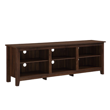 Modern Transitional 3 Shelf Open Storage 70" Tv Stand For 80" Tvs Dark Walnut Dark Brown Mdf