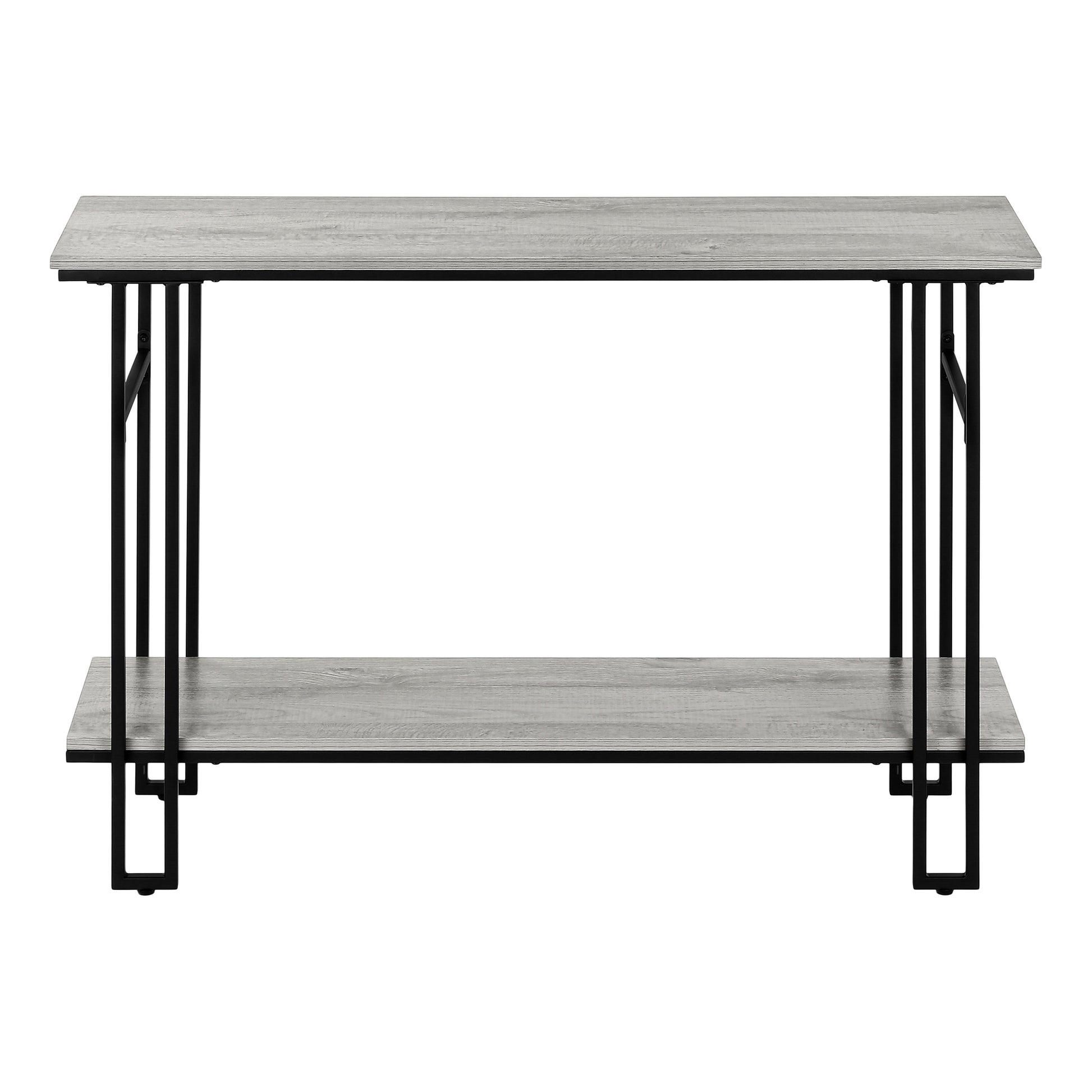 Accent Table, Console, Entryway, Narrow, Sofa, Living Room, Bedroom, Grey Laminate, Black Metal, Contemporary, Modern Grey Metal