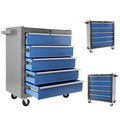 High Capacity Rolling Tool Chest With Wheels And Drawers, 5 Drawer Tool Storage Cabinet Blue Grey Iron