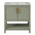 30 Inch Green Bathroom Vanity With Ceramic Sink And Versatile Storage Ideal For Small Bathrooms Green Bathroom Solid Wood Mdf