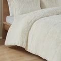 King Cal King Shaggy Long Fur Comforter Mini Set King Ivory Polyester