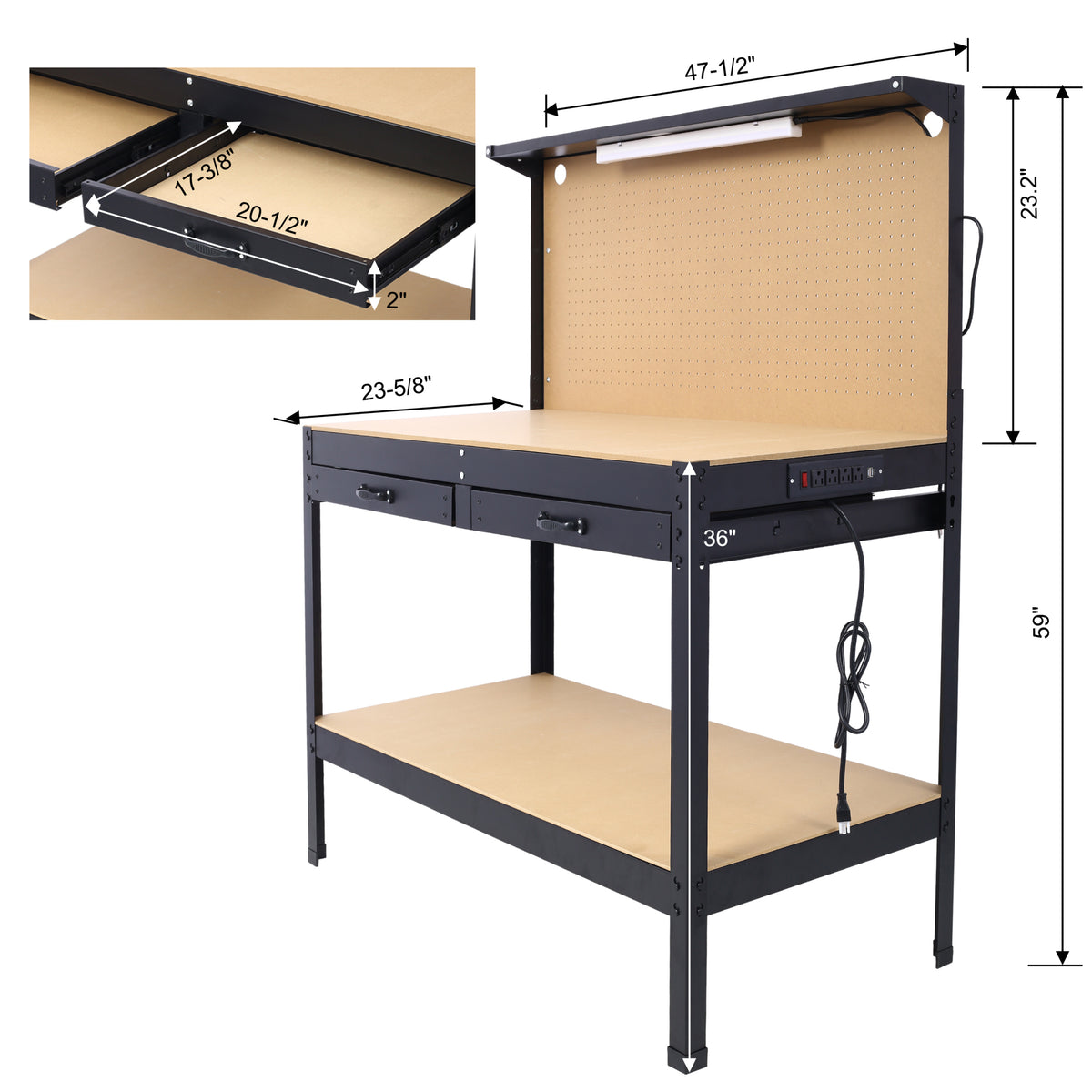 Steel Workbench Tool Storage Work Bench Workshop Tools Table W Drawer