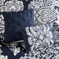 7 Piece Cotton Printed Comforter Set Indigo King King Indigo Polyester
