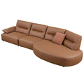 147.24'' Oversied Modern Sectional Curved Shaped Sofa Couch For Living Room,Upholstered 5 Seat Sofa Eco Leather Couch Set,Brown Brown Foam 5 Seat