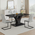 Modern Dining Table, Black Desktop And Black Mdf Leg Dining Table Are The Perfect Choice For Dinner, Conference, Home And Office Decoration F 790 Black Mdf