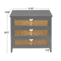 3 Drawer Cabinet,Natural Rattan,American Furniture,Suitable For Bedroom, Living Room, Study Gray Mdf